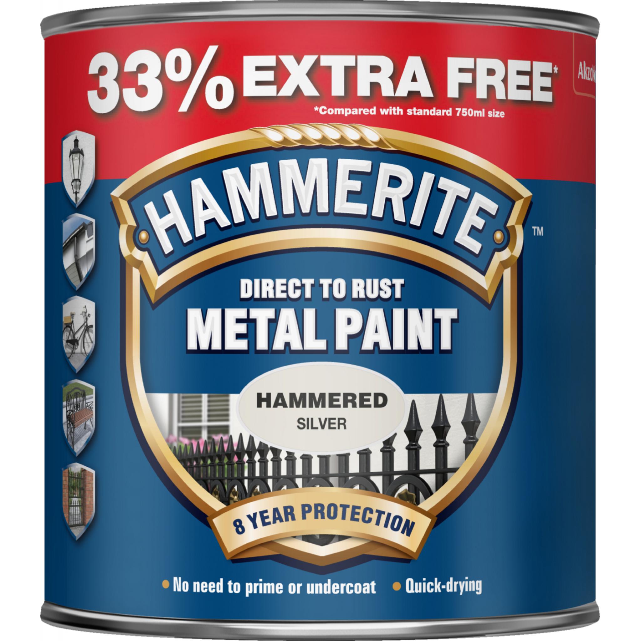 Direct To Rust Metal Paint Hammered Silver 750ml +33 EF