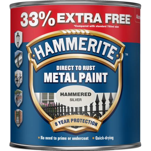 Direct To Rust Metal Paint - Hammered Silver - 750ml +33% EF